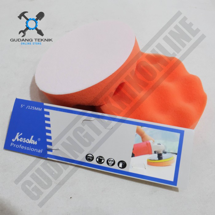 Busa Poles Sponge Velcro 5&quot; 125mm SET isi 2 Pcs KOSOKU / Spons Spon Poles 5 Inch SET 2Pcs Polishing WAVE KOSOKU