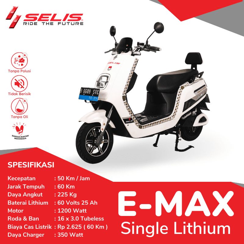 Single Battery Lithium - Motor listrik Selis tipe E-Max