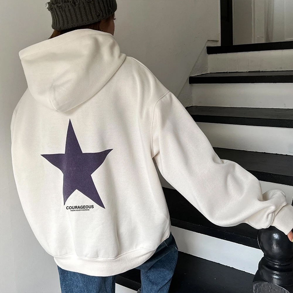 Hoodie Oversize Courageous Star - Korean Style Sweatshirt Oversize XXXL Hoodie Wanita Dan Pria