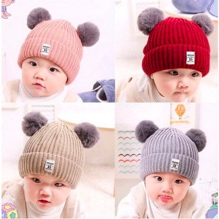 Topi Rajut POLOS POM”2/ Topi kupluk pom&quot;2