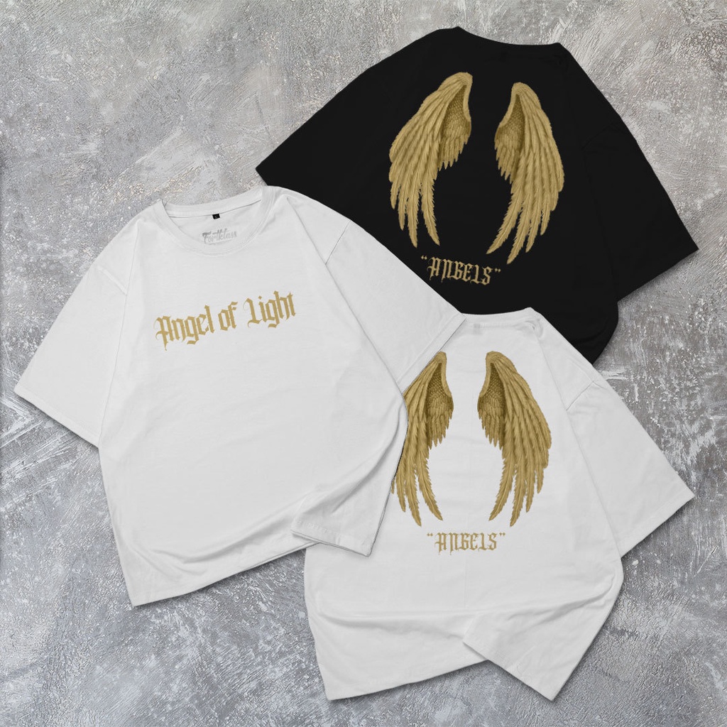 Fortglass LIGHT ANGEL Kaos Oversize T-Shirt Cowok Premium Kaos Oversize Pria Lengan Pendek