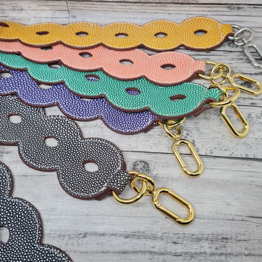 kreme grained leather bag strap / tali tas 5.5x89cm
