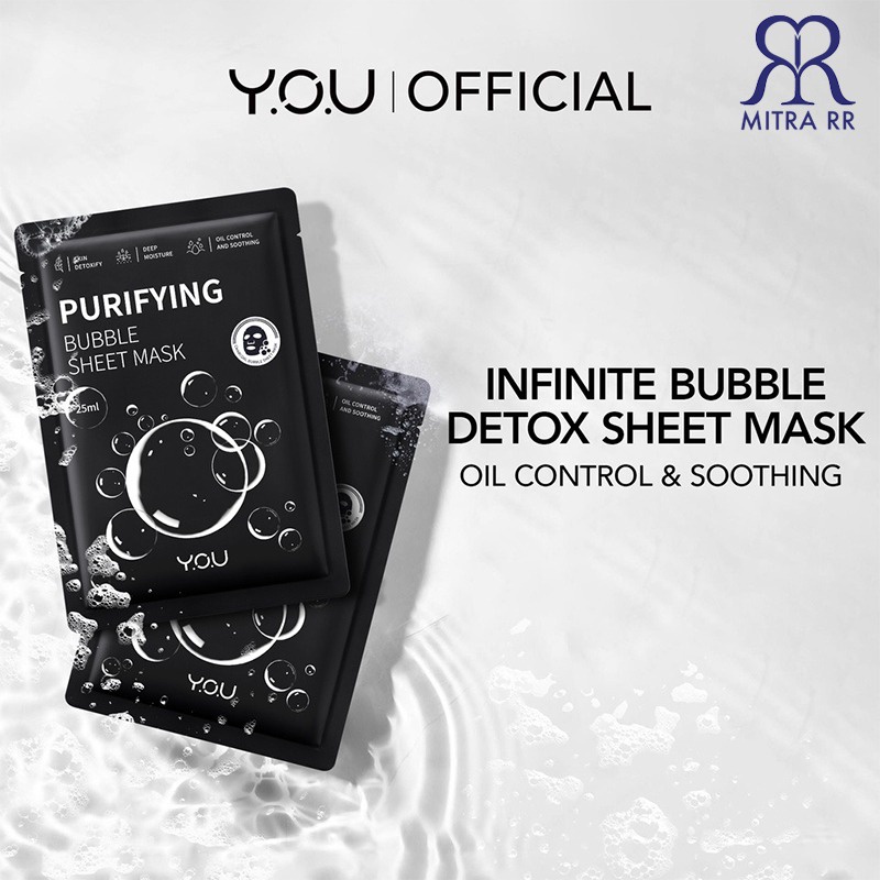 YOU Purifying Bubble Sheet Mask Bubble 25ml Detox | Masker Wajah | Moisturizer &amp; Oil Control | Masker Tissue Lembar