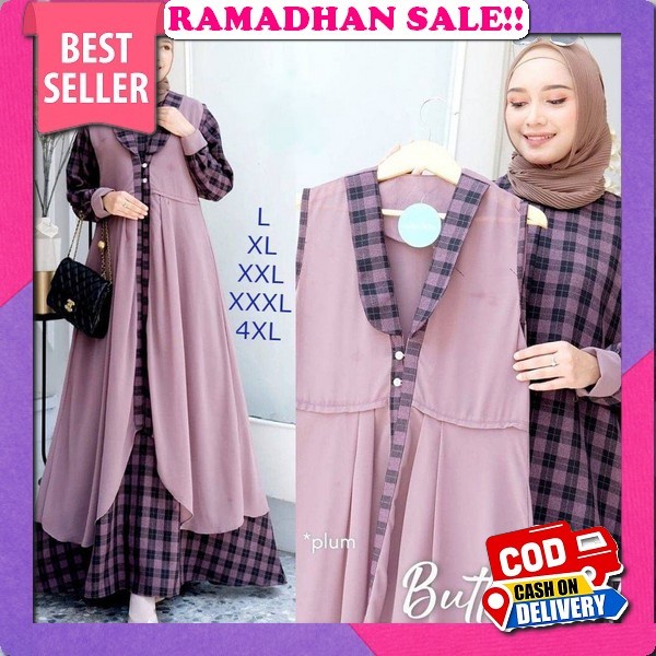 Baju Kaftan Wanita Terbaru Warna Green Sage - Baju Gamis Lebaran 2023 - Dress Kaftan Jumbo Ceruty Pr