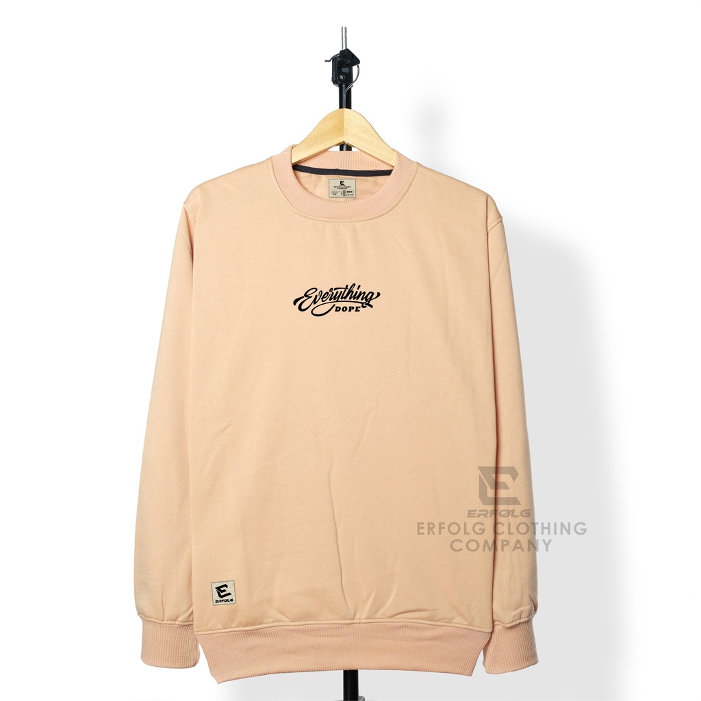 Erfolg Clothing Sweater Crewneck Cream Pria Distro Original Bandung Sweatshirt Oversize Suiter Crunek Cewek Cowok Sweter Oblong Sablon Everithing Simpel Sweatshirt Switer Brand Lokal Cardigan Kerah Tinggi Kekinian Terbaru 2022 Premium