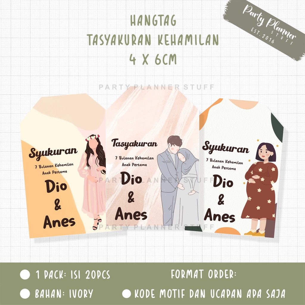 Hangtag label souvenir tasyakuran syukuran 4 bulanan 7 bulanan kehamilan / kartu ucapan syukuran keh