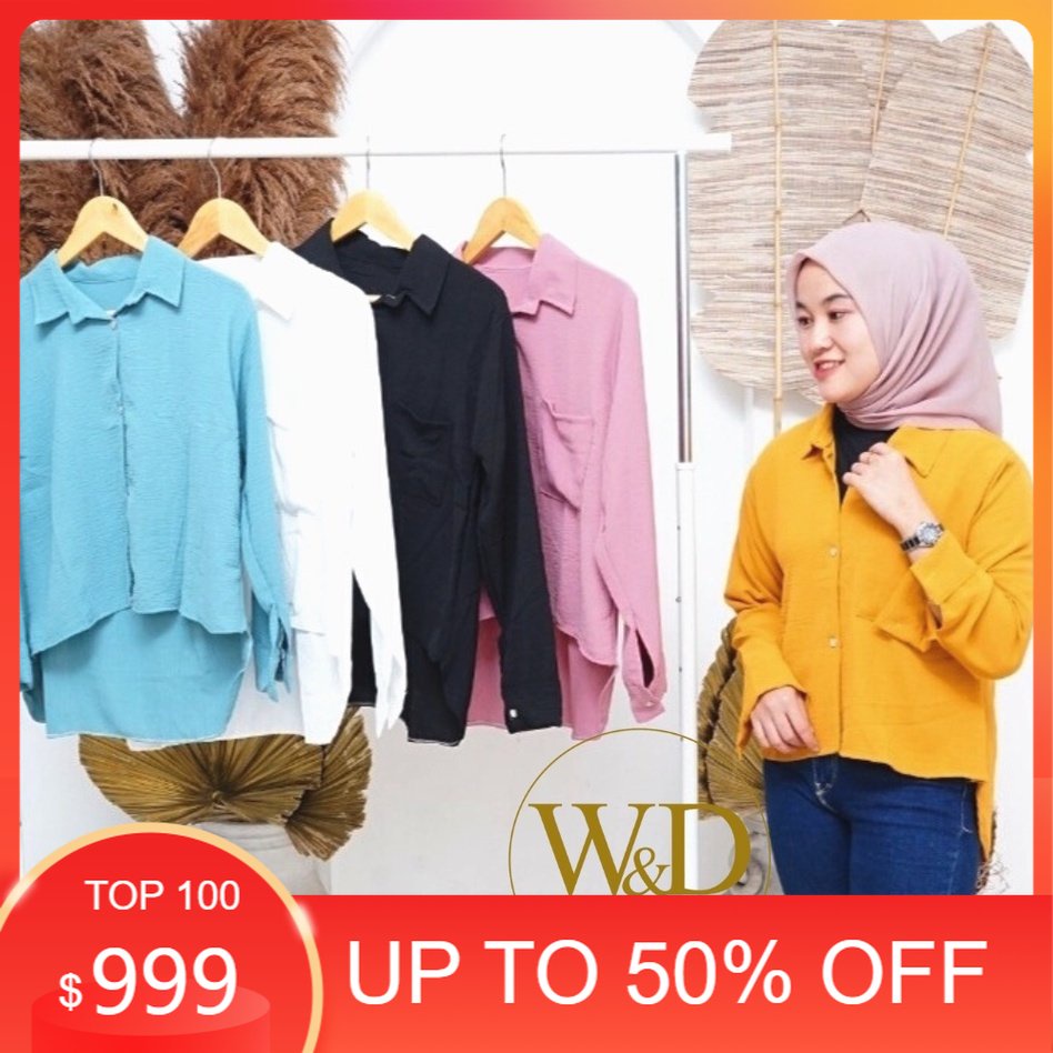 KEMEJA WANITA BLUS POLOS CRINKLE AIRFLOW