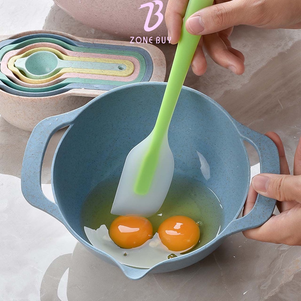 Mangkok Adonan / Rainbow Measuring Mixing Bowl / Mixing bowl wheat straw 10in1 / Mixing Bowl / Baskom Adonan set 10pc / Baskom takar / mixing bowl