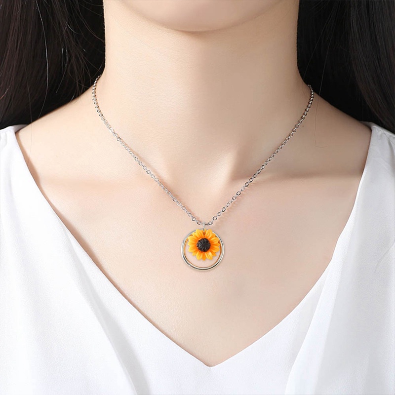 Kalung Liontin Daisy Bunga Matahari Korea Sun Flower Daisy Charm Kalung Emas Untuk Wanita Hadiah