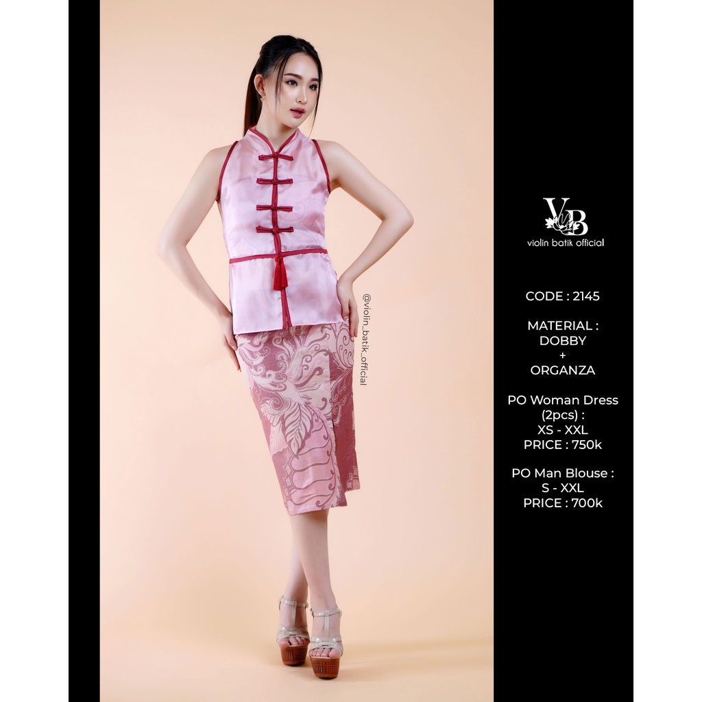Dress Batik Dobby Outer Cheongsam Organza 2145