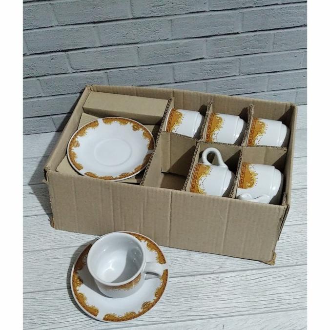 GELAS KOPI BATIK & PIRING TATAKAN BELING 6 SET GELAS BELING KERAMIK