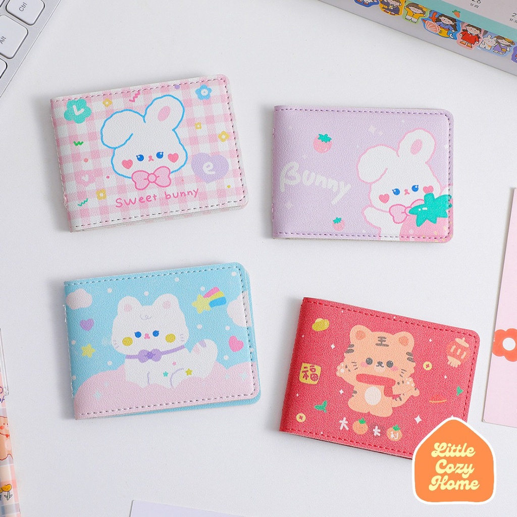 Kawaii Girl Leather Wallet / Dompet Kulit PU Wanita Import Lipat Resleting Anak Cewek Perempuan Remaja Photo Card Holder Case Ala Korea Motif Karakter Pastel Accessories