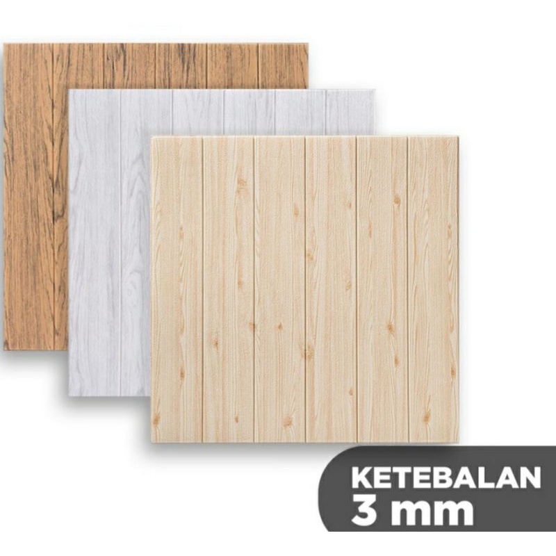Wallpaper foam 3 d motif kayu,  sticker dinding