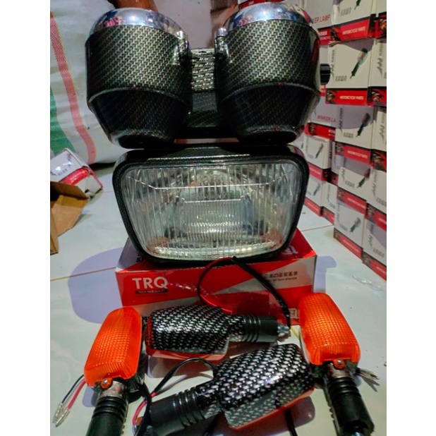 Reflektor Lampu Depan Rx-King Plus Spidometer Plus Sen 4 Buah Karbon Kualitas Terbaik