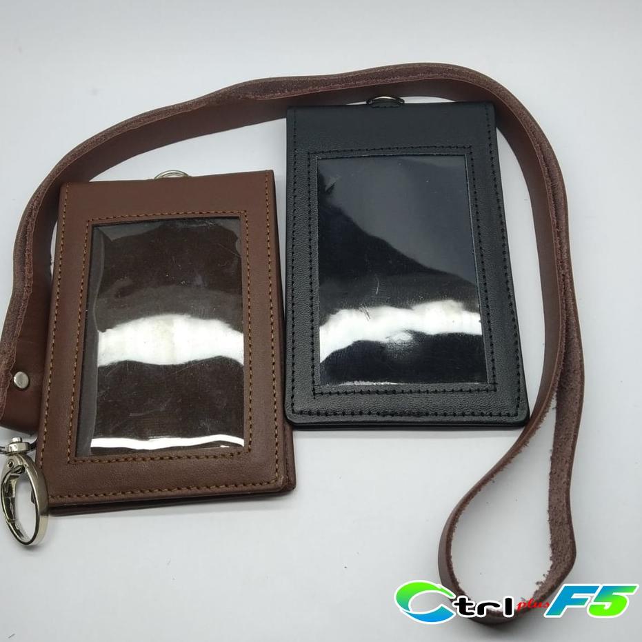 

Baru !! Name tag kulit asli 2 muka nametag magnet id card holder koper plus tali gantungan design template