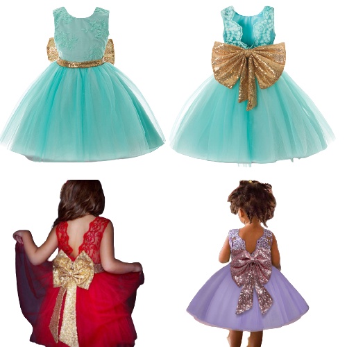 MAMASILO Dress Pesta Anak Import Pita Besar Mewah Dress Bayi Import [MAMASILO]