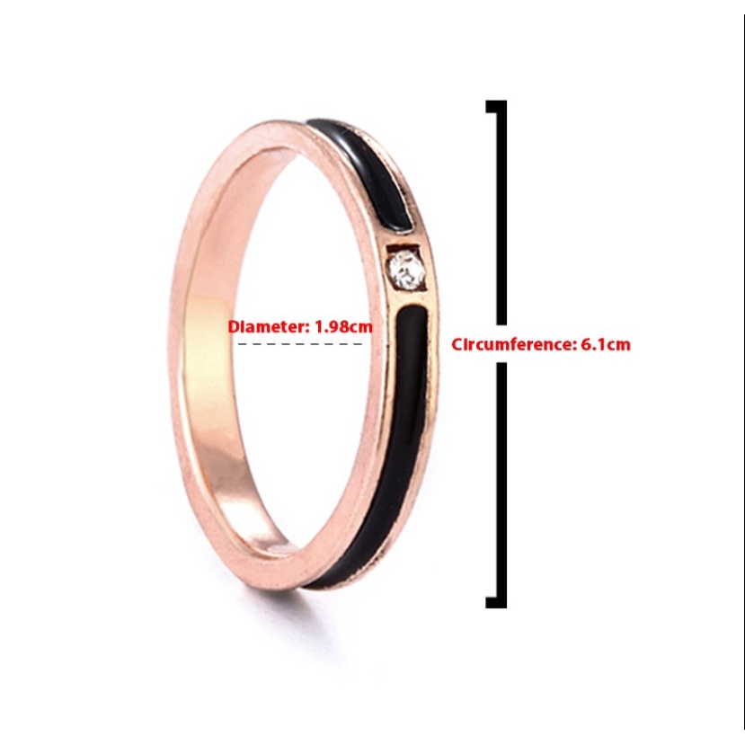 Azzah St0r3 - Cincin Titanium List Hitam Warna Rose Gold Model Korea