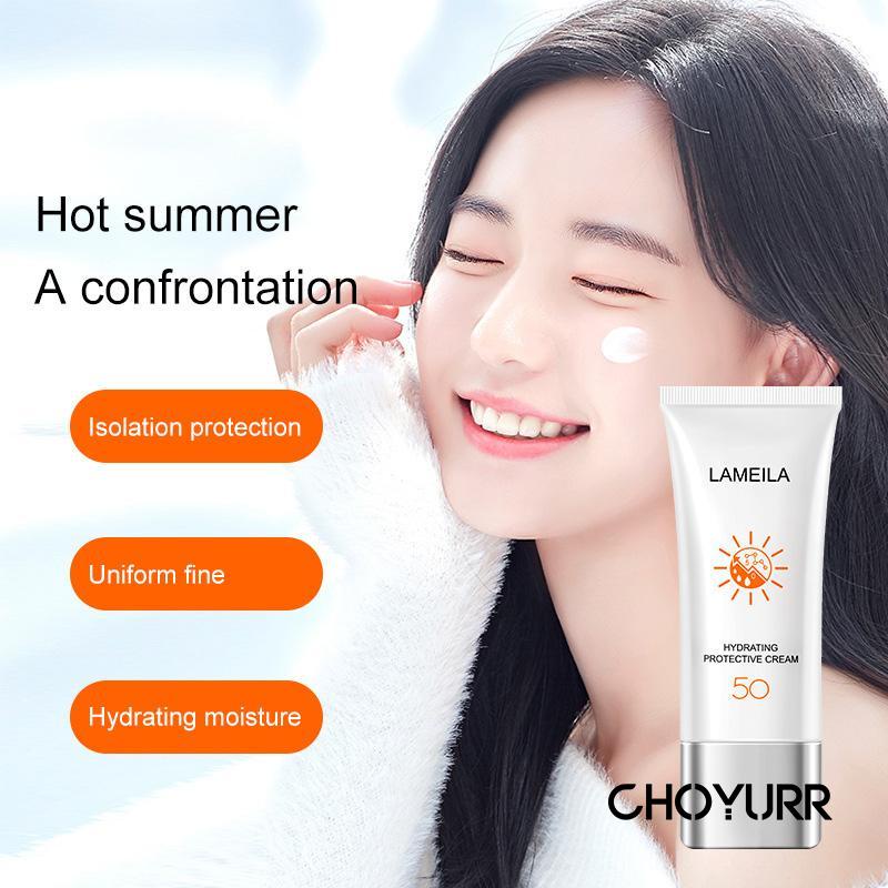 【COD】Sun Block SPF 50 Sun Screen White Sunblock Wajah Tahan 12 Jam PA+++ Clear Face Cream Skin Care Segar Moist Non Greasy-CH