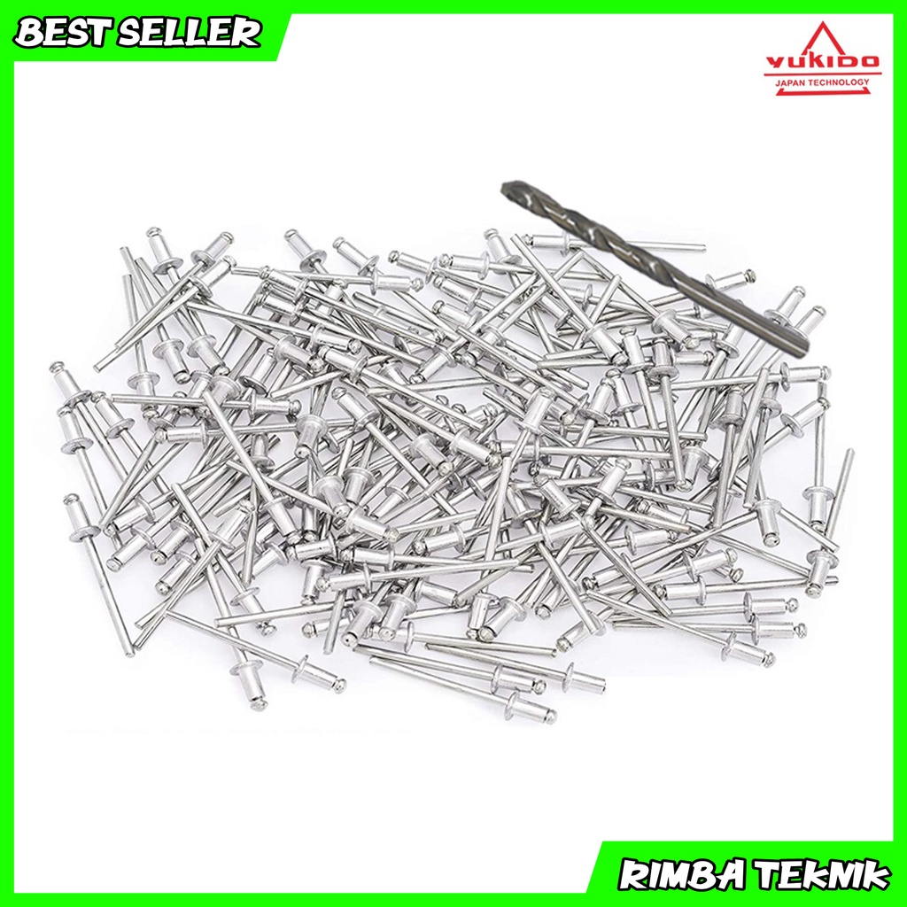 YUKIDO paku rivet 423 paku tembak isi 500 pcs ukuran 3.2 mm x 7 mm Free Mata Bor BEsi