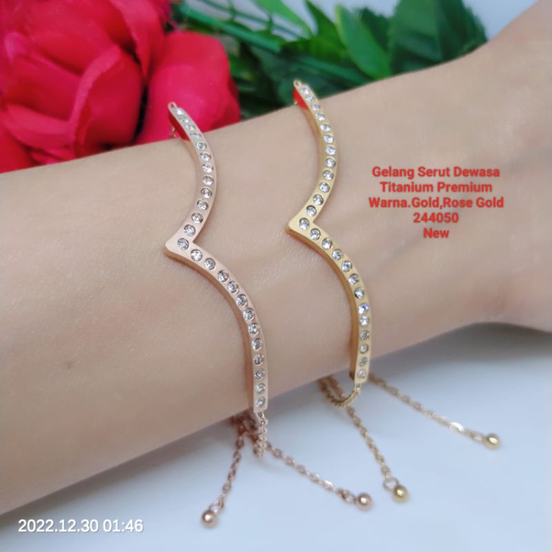 Gelang Serut Vuji Titanium Premium Anti Karat Anti Luntur Terlaris Termurah