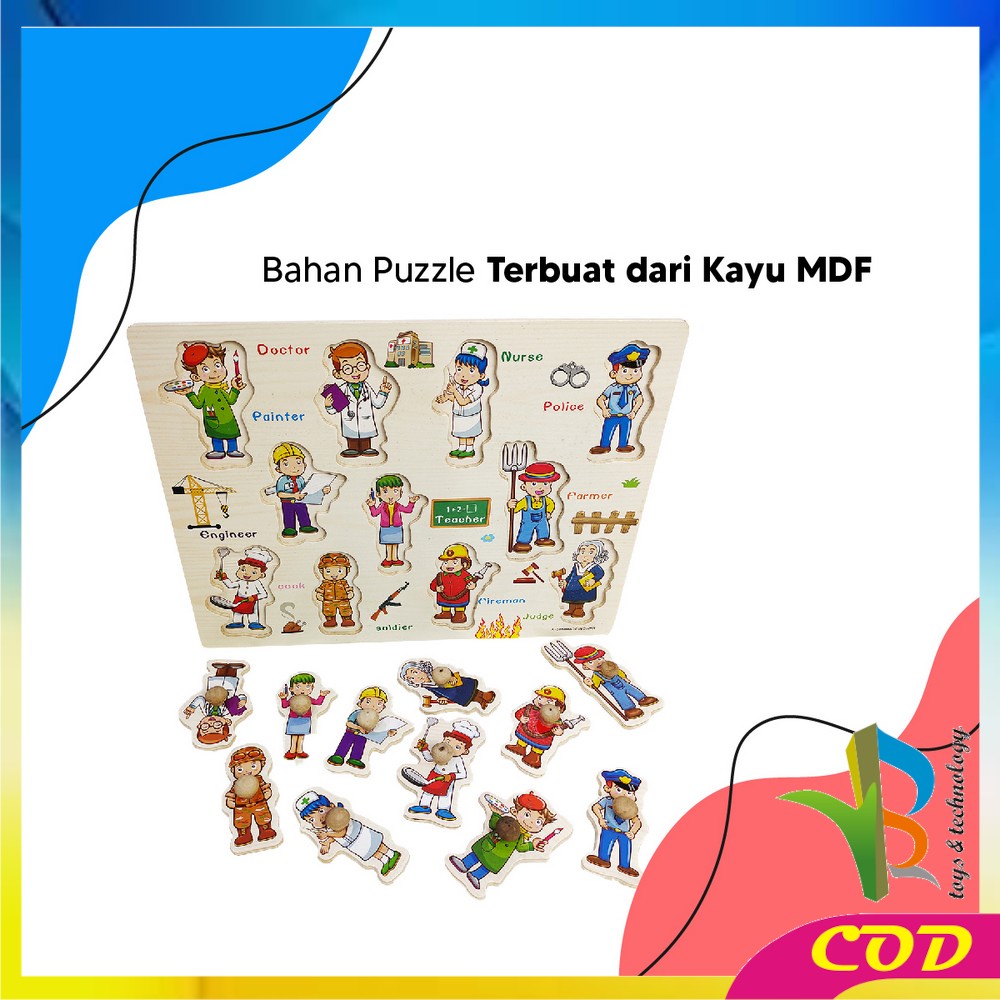 RB-M302 Puzzle Kayu Mainan Edukasi Anak Balok Kayu Knob Background Bergambar / Maenan Wooden Toys Edukatif Puzzle Kayu Knop