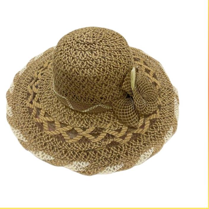 Depan1 Topi Pantai anyaman Goni Lebar Topi Pantai Lipat T30