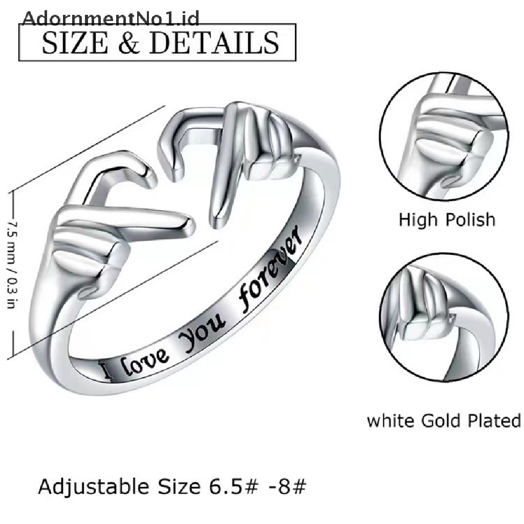 [AdornmentNo1] Cincin Pasangan Hati Tangan Ganda Cinta Hati Adjustable Persahabatan Janji Perhiasan Valene Hadiah Untuk Wanita Teman Gadis Perhiasan Yang Dapat Disesuaikan [ID]