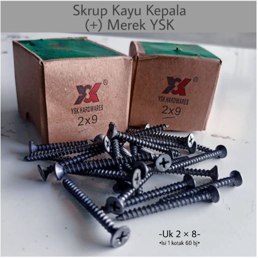 Skrup kayu kepala plus 2 in / sekrup kayu / skrup galvanis 2 x 9 in / skrup kayu 50mm / skrup kayu + / skrup kayu termurah / skrup kayu ekonomis / skrup kayu 1 dus murah / skrup kayu harga pabrik