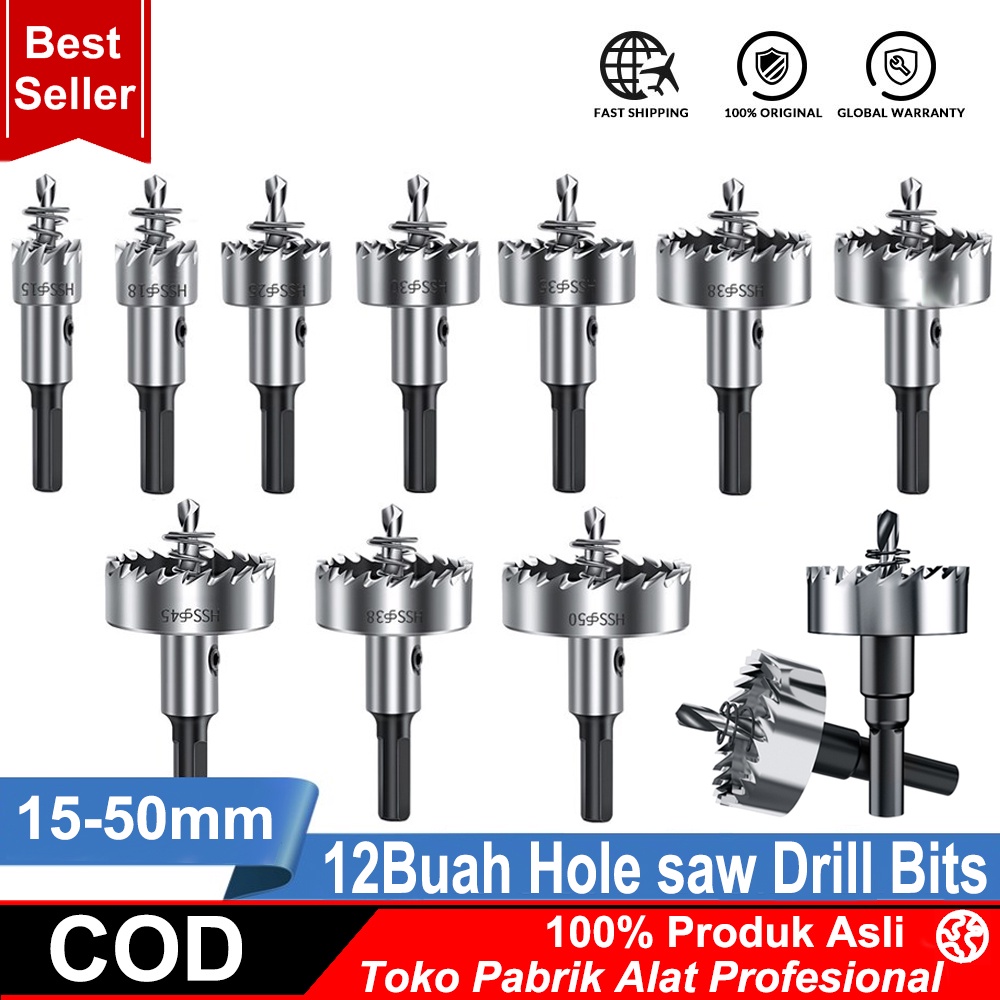 Mata Bor Besi Baja Asli 1 Set Bulat Hole Saw Carbide 5 Pcs 10 Pcs - Melubangi Plat Besi Tebal dengan Mudah