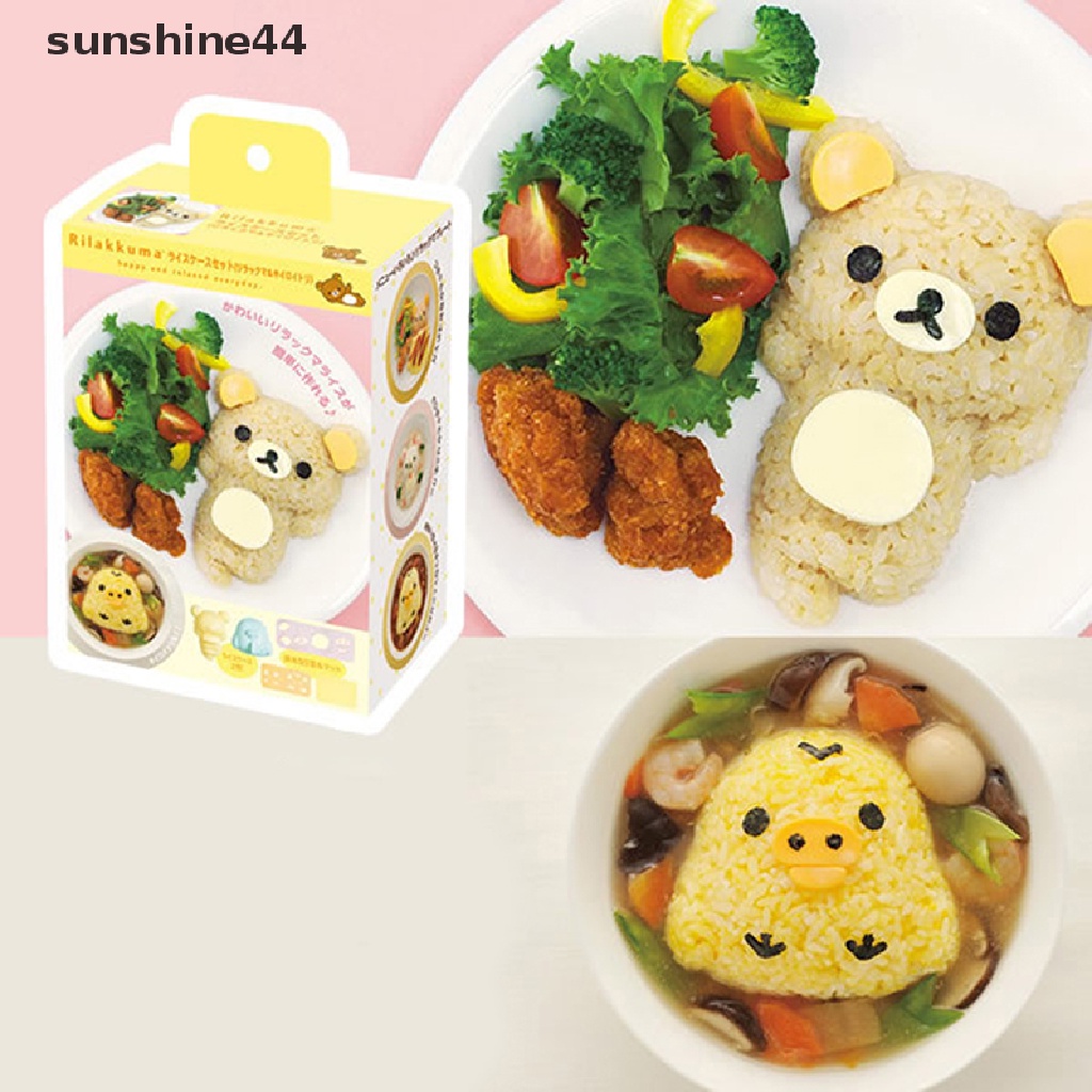 Sunshine Rice Ball Mold Set Cetakan Nasi Ayam Beruang Kawaii Sushi Kari Pemotong Rumput Laut.