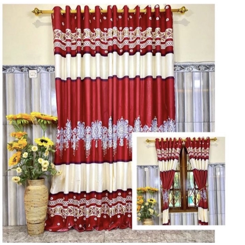 [ PINTU DAN JENDELA ] GORDEN SMOKRING MOTIF SULTAN MAROON CREAM