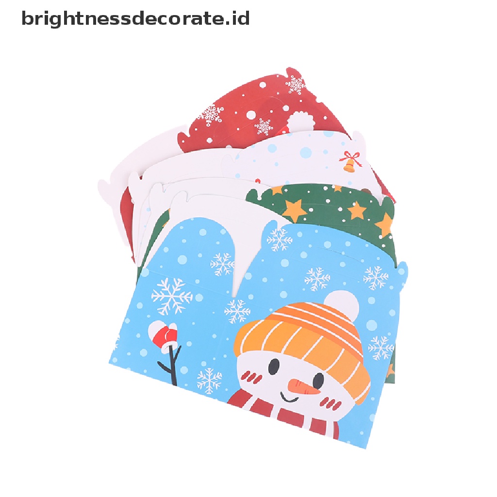 [Birth] 5pcs Christmas Kraft Paper Gift Box Kotak Kemasan Permen Kue Kering Santa Claus [ID]