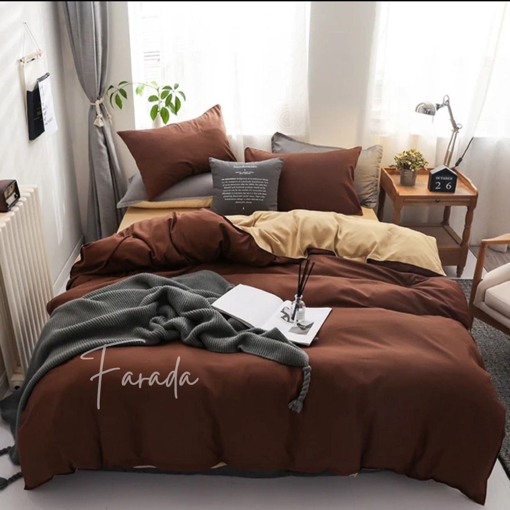 BEDCOVER SET AESTHETIC POLOS BOLAK BALIK TWO TONE