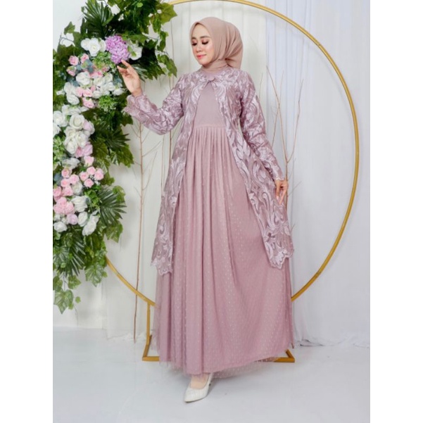 Gamis Cardigan Syabira Bordir Original Butik