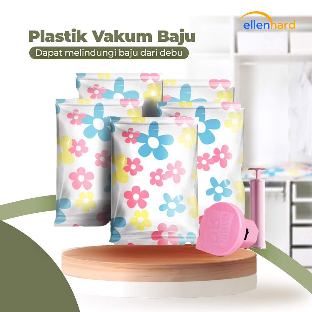 Plastik Vacum Baju Plastik Kantong Vakum Pakaian dan Pompa Set Organizer Bag 10 Pcs