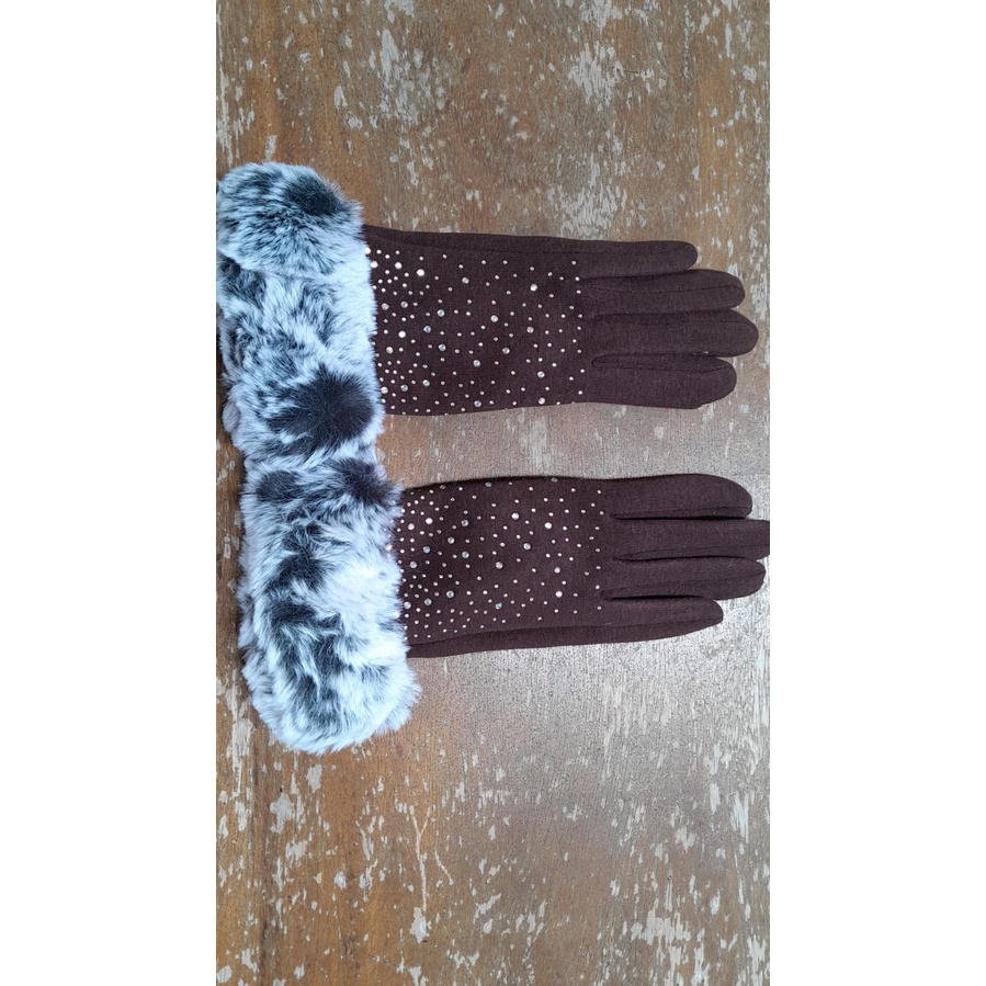 WOMAN WINTER BEADED GLOVES TOUCHSCREEN SARUNG TANGAN WANITA MUSIM DINGIN LAYAR SENTUH