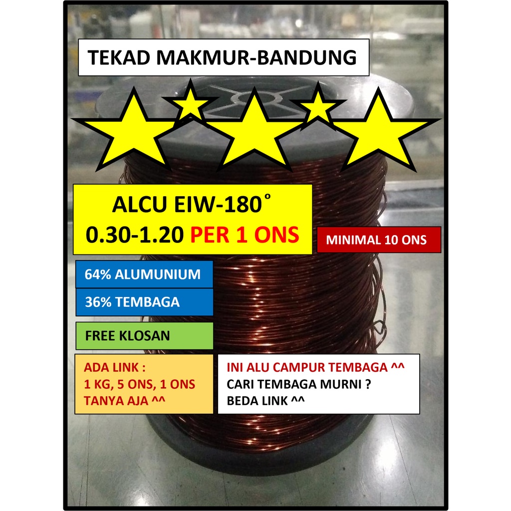 Kawat Alcu 0.30-0.80 - Min 10 Ons - Harga Per Ons - Alumunium Campur Tembaga