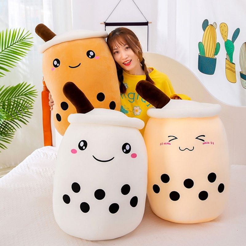 24/35/50cm Buah Bubble Tea Boneka Boba Milk Tea Cups Plush Doll Peach Semangka Blueberry Boneka Hadiah Untuk Anak Perempuan