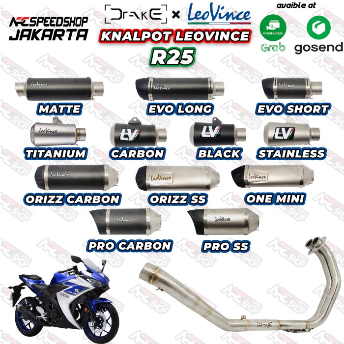 Header R9 Drake Yamaha R25 + Silencer Leovince Series #Original