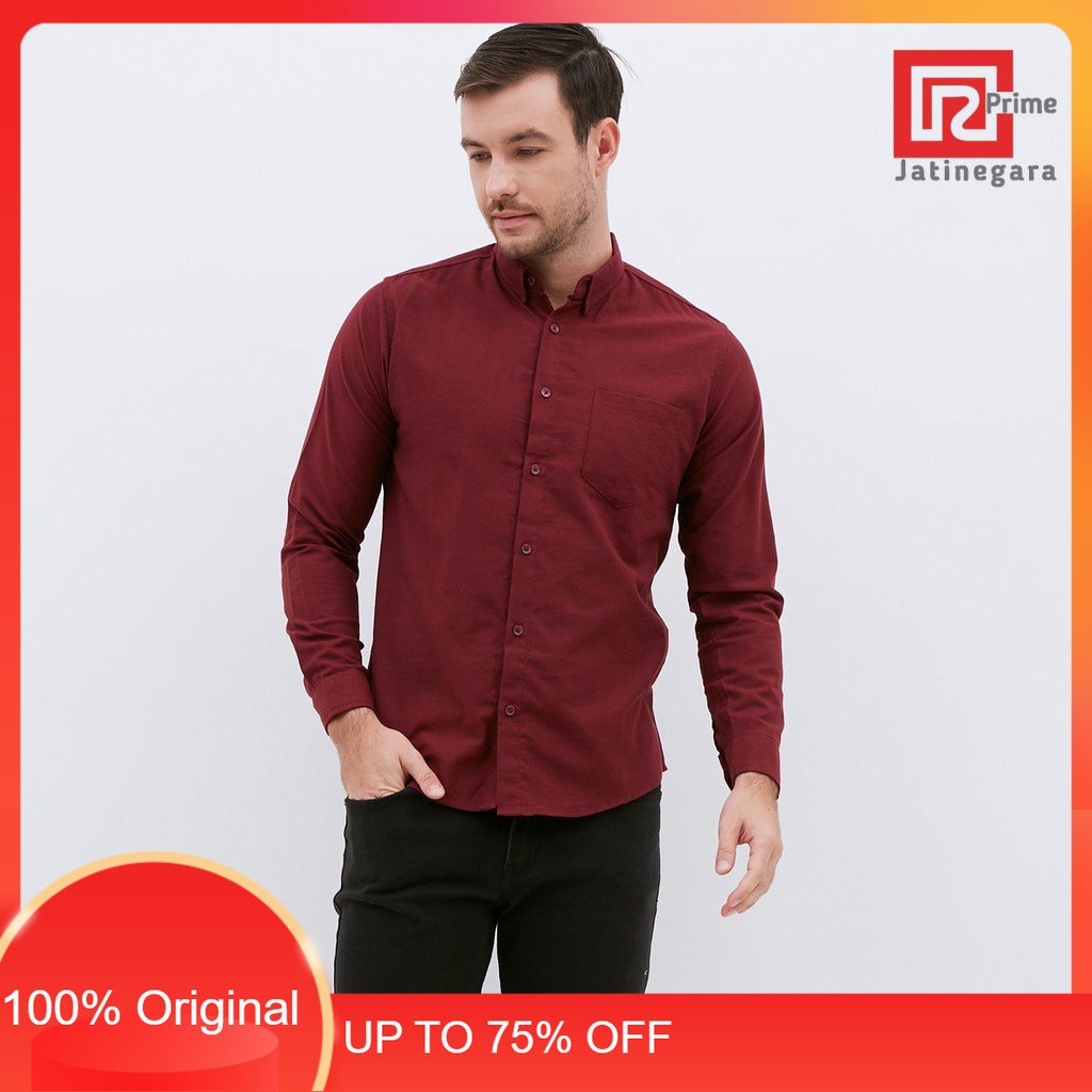 M231 Kemeja Pria Basic Polos Panjang Maroon 1468BRAMAYANA JAKTIM