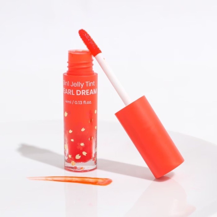 NOERA 3 IN 1 JELLY TINT Girlish Red | Pearl Dream Tekstur Ringan Bibir Tampak Merona Lembab