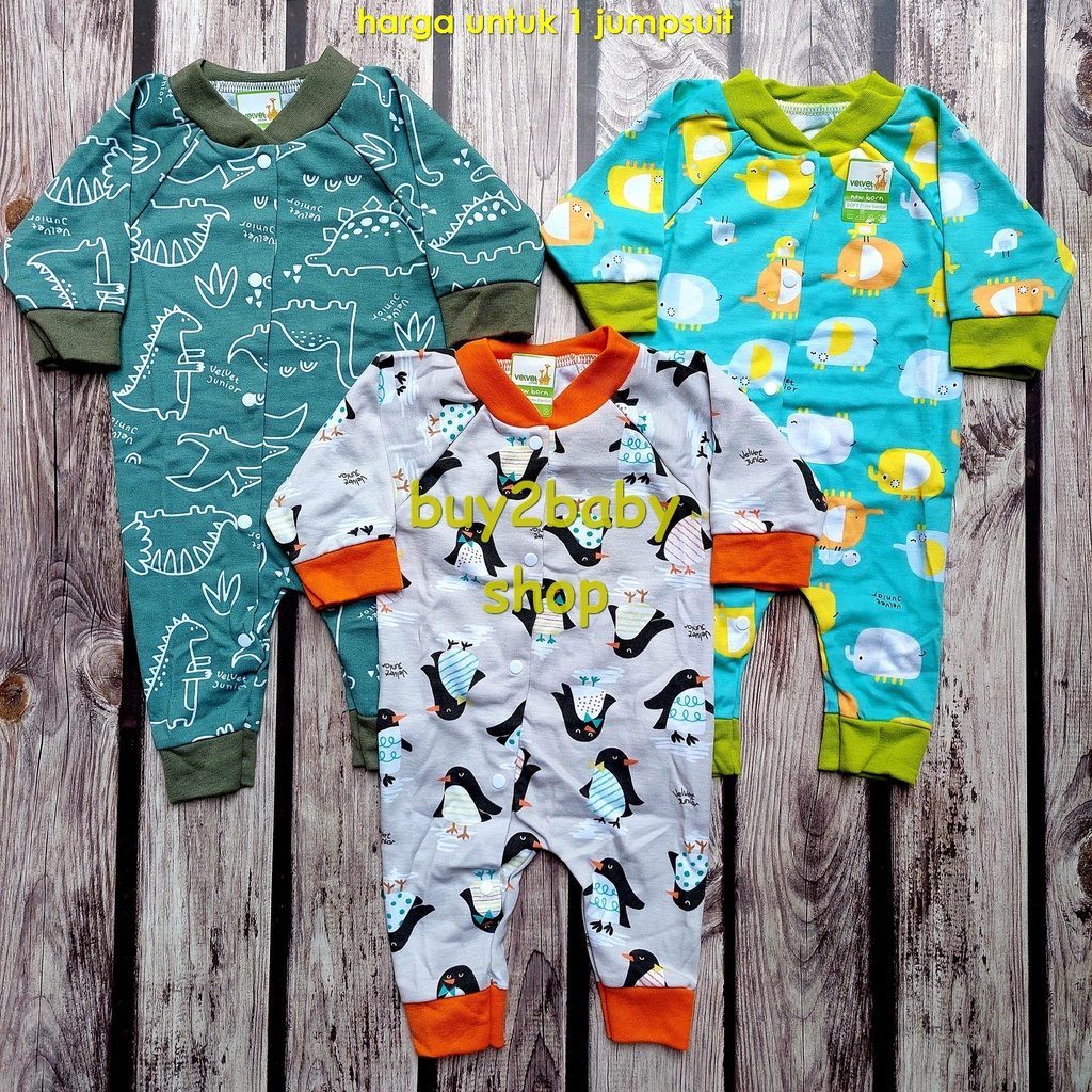 Velvet Junior terbaru baju kodok bayi Jumper kaki terbuka 0-3 Bulan 1 PCS