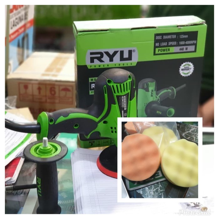 Paket Mesin Poles Ryu Rgp 125E Spon Poles Polisher Ryu Dan Spon Poles