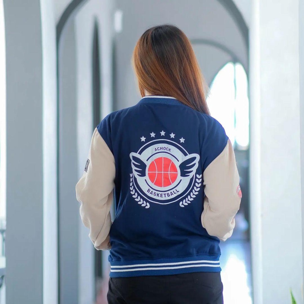 Jaket Varsity Baseball Base Ball 3D A CHOK bisa untuk Wanita/Pria