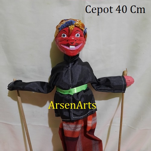 Wayang Golek Kayu Cepot Uk. 40 Cm Mulut Bisa Digerakan Buka Tutup Kepala Bisa Tengok Kiri Kanan