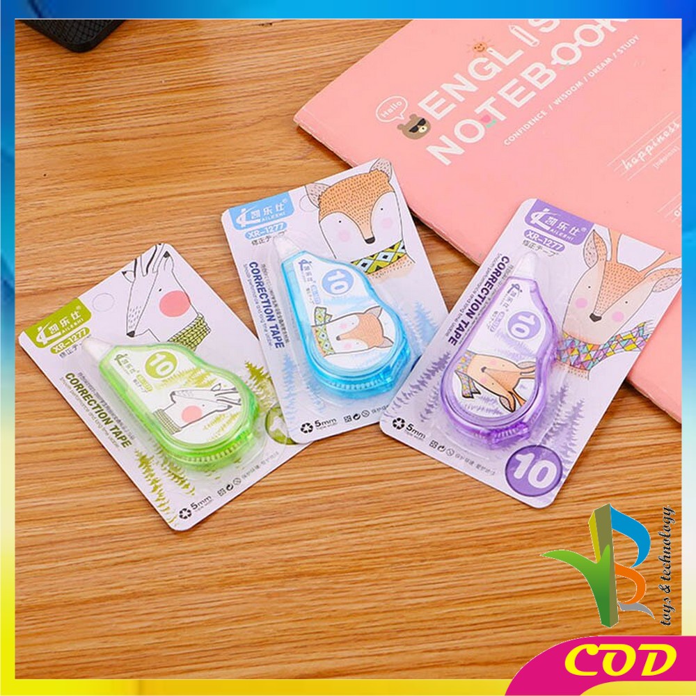 RB-A52 Correction Tape Karakter Hewan Lucu Perlengkapan Sekolah Pita Tipex Koreksi Multifungsi / Tip Ex Kertas Anak Sekolah Correction Import