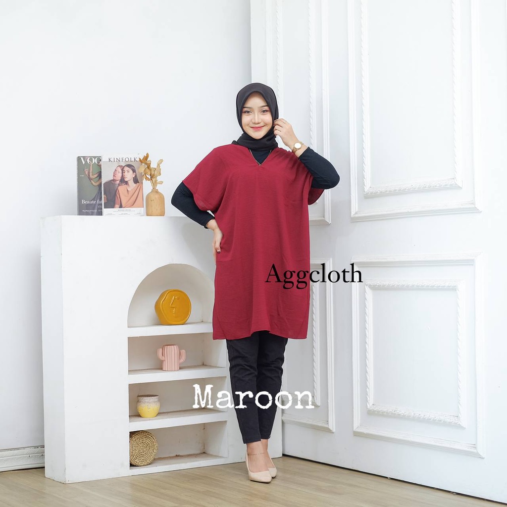 LONG SQUARE TOP ATASAN BLOUSE WANITA AIRFLOW CRINKLE ANTI LECEK AIR FLOW