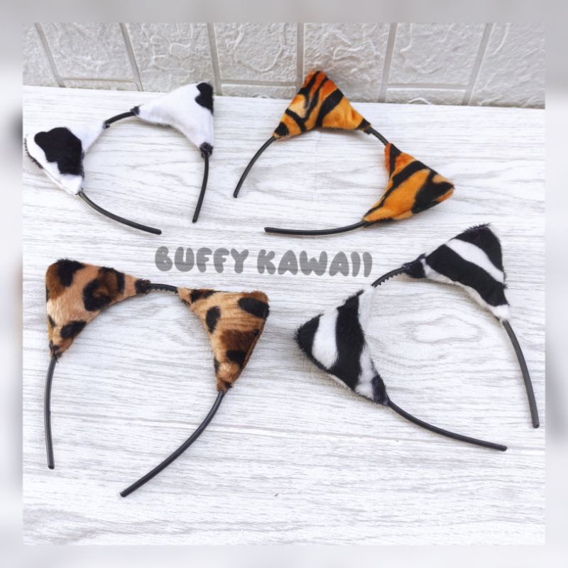 Bando anak hewan kucing macan tiger leopard shio imlek halloween cosplay motif harimau tutul pattern