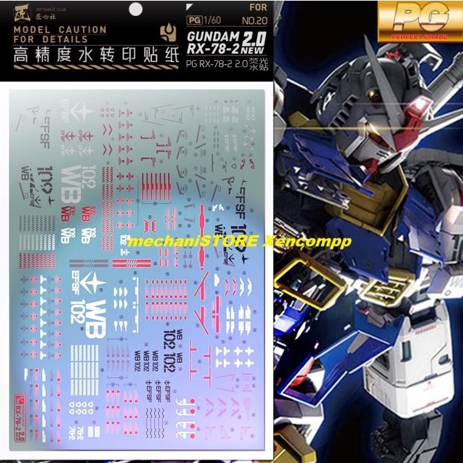 Water Decal Pg Unleashed Rx782 Gundam Pg20 By Artisan Club