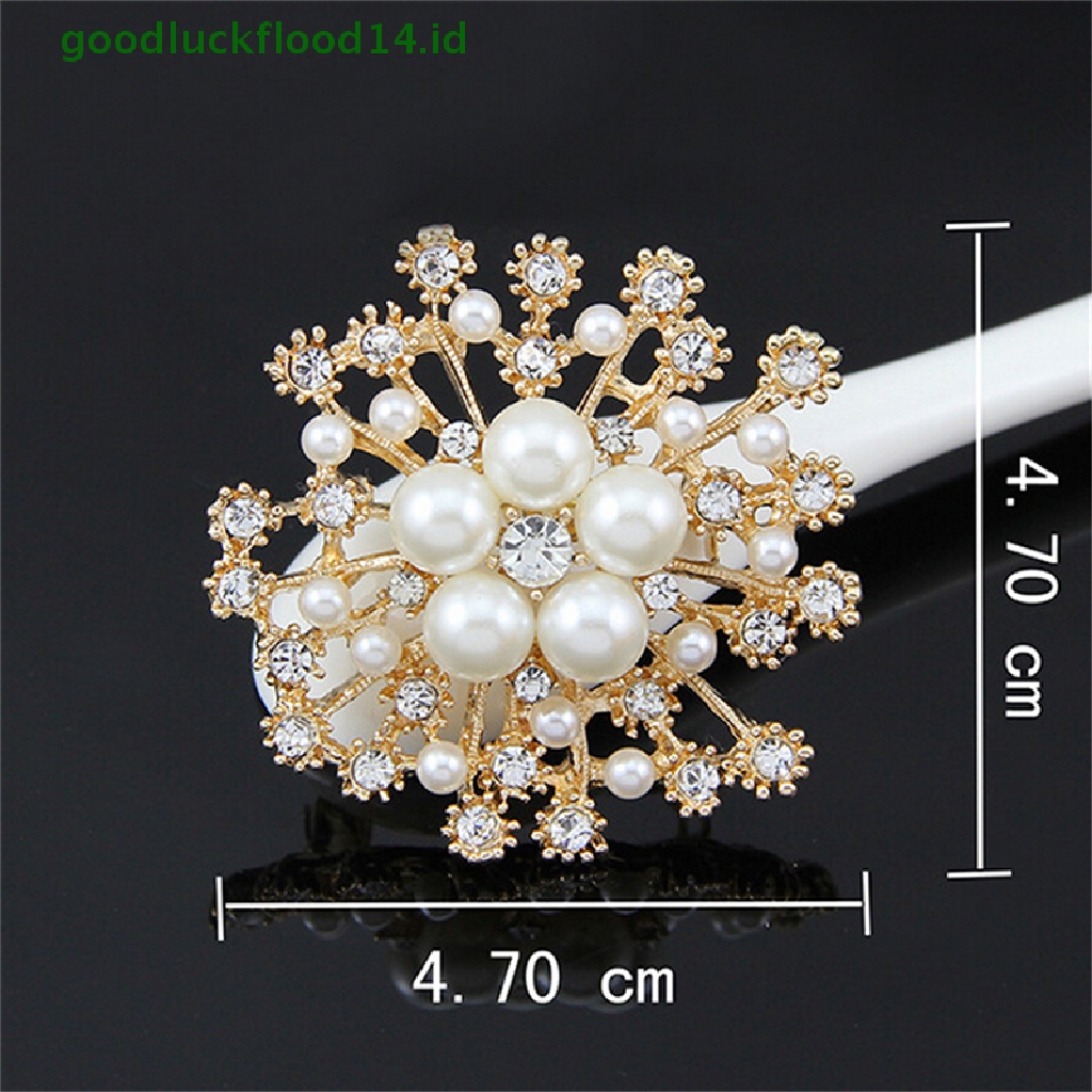 [GOOGFOUR] Hot Pearl Rhinestone Crystal Vintage Flower Brooch Pin Bros Untuk Hadiah Wanita [TOP]